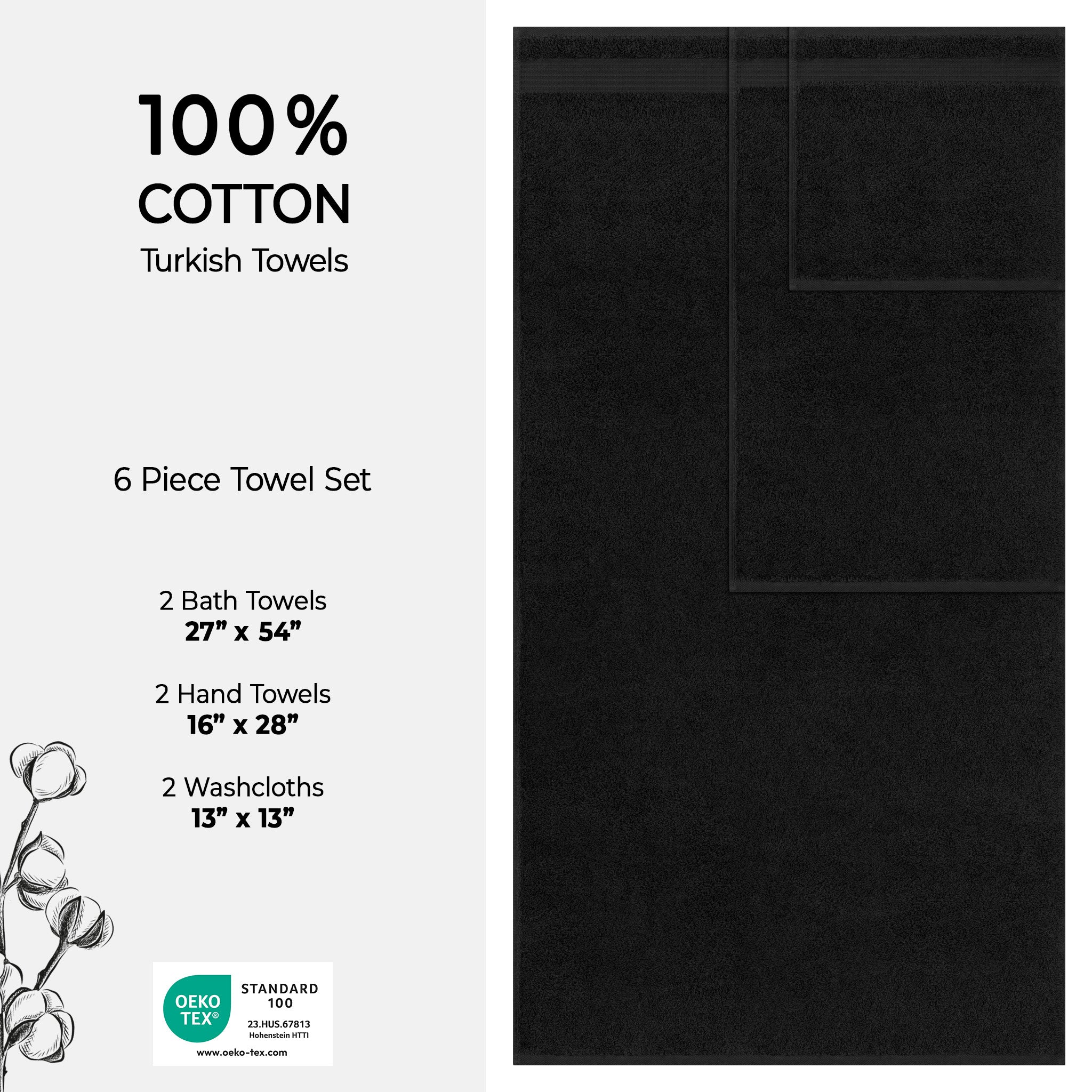 American Soft Linen Bekos 100% Cotton Turkish Towels 6 Piece Bath Towel Set with 18 Different Colors