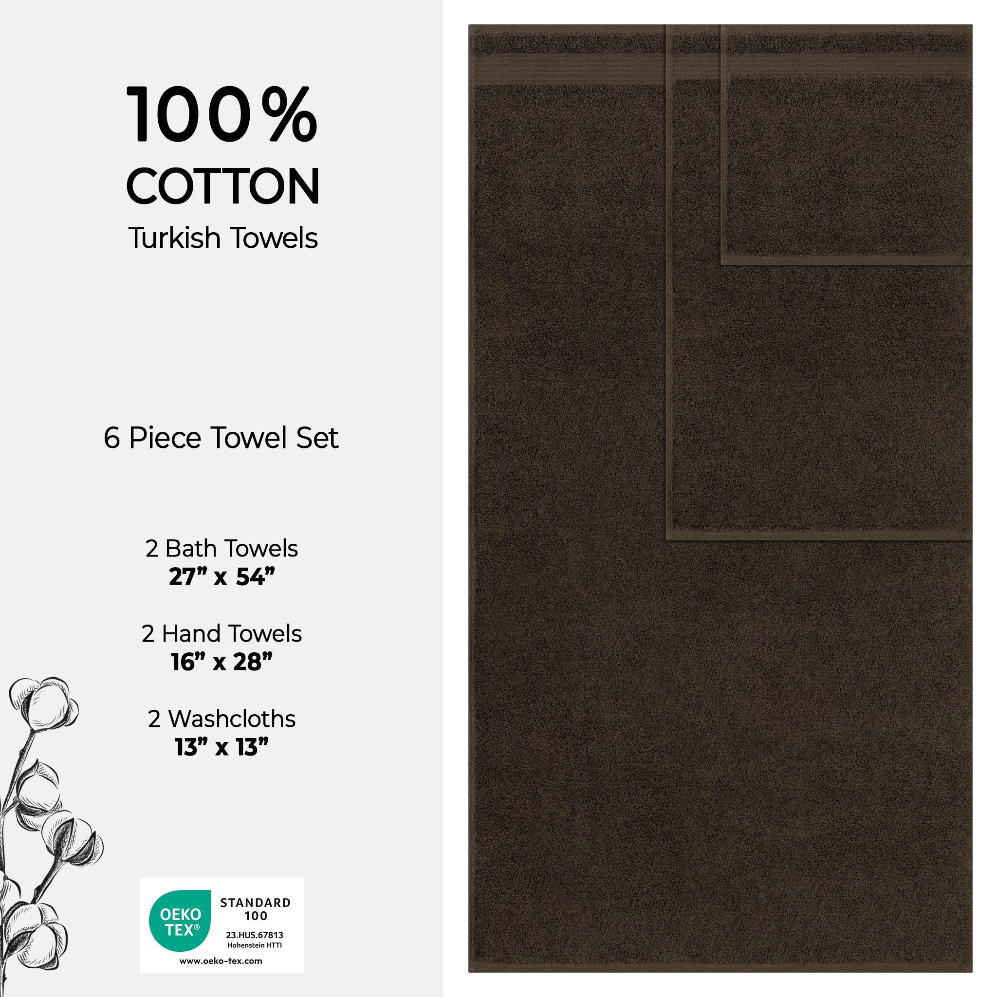 American Soft Linen Bekos 100% Cotton Turkish Towels 6 Piece Bath Towel Set with 18 Different Colors