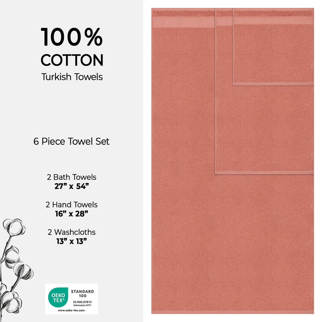 American Soft Linen Bekos 100% Cotton Turkish Towels 6 Piece Bath Towel Set with 18 Different Colors