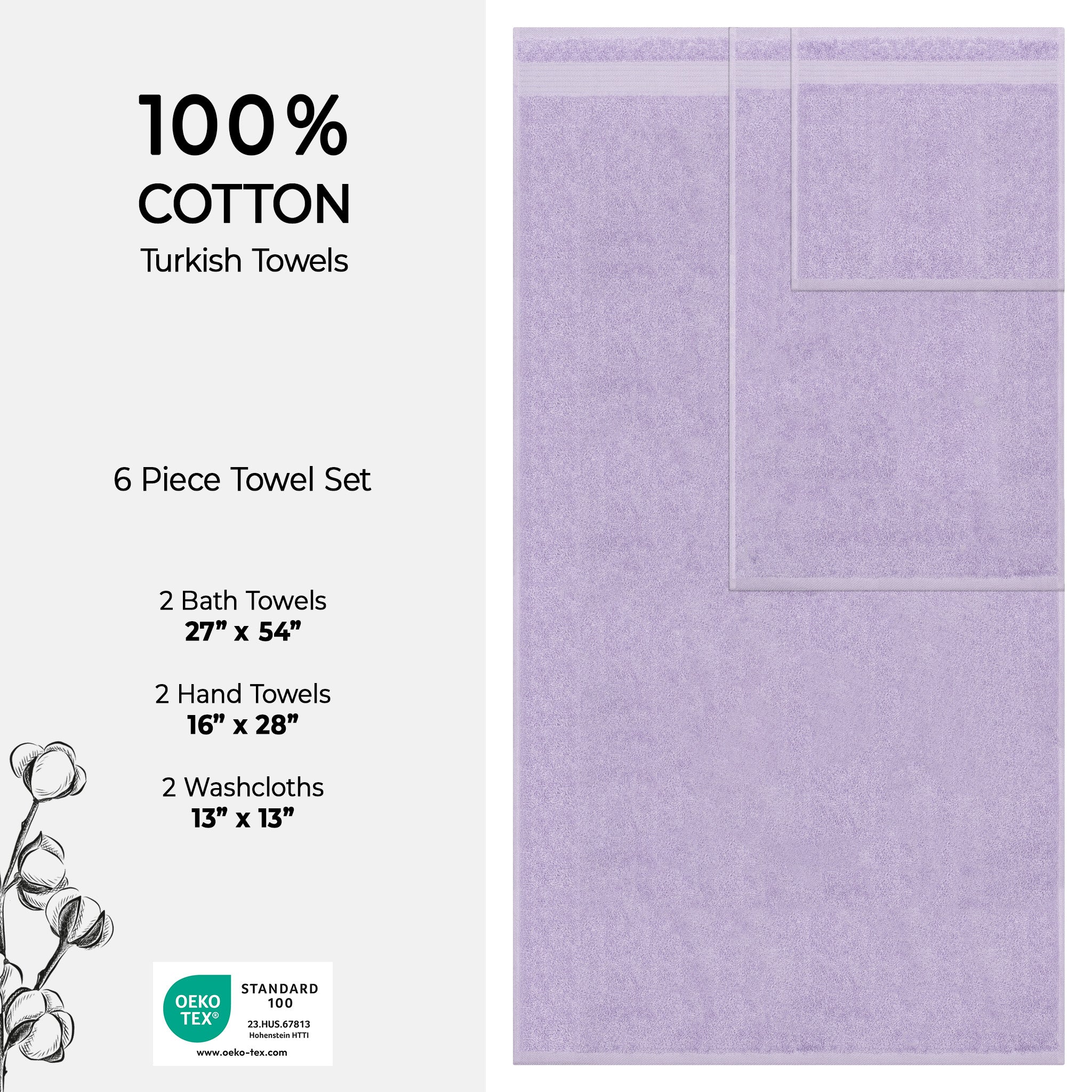 American Soft Linen Bekos 100% Cotton Turkish Towels 6 Piece Bath Towel Set with 18 Different Colors