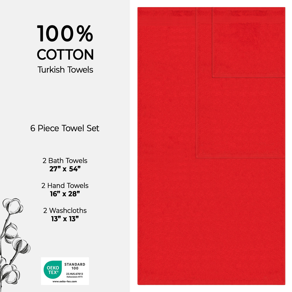 American Soft Linen Bekos 100% Cotton Turkish Towels 6 Piece Bath Towel Set with 18 Different Colors