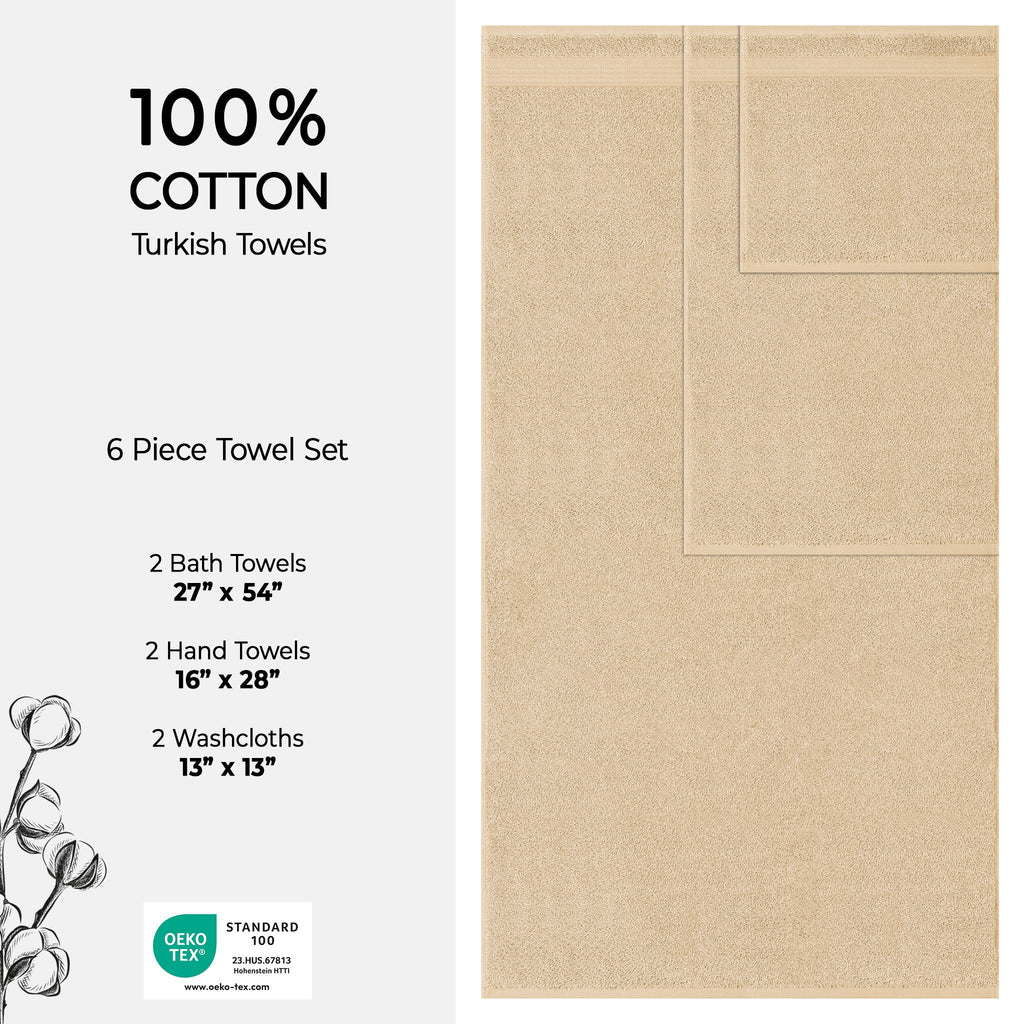 American Soft Linen Bekos 100% Cotton Turkish Towels 6 Piece Bath Towel Set with 18 Different Colors