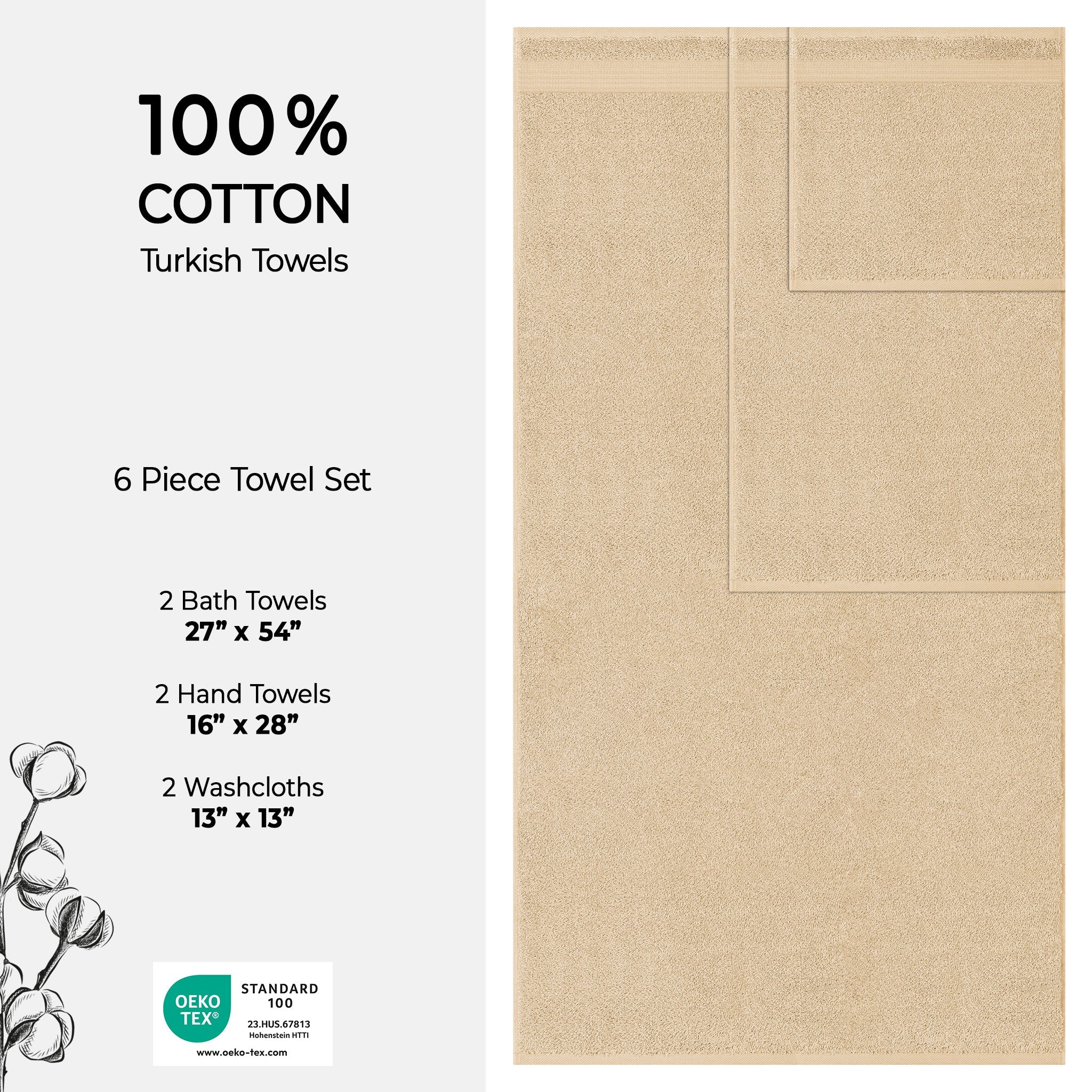 American Soft Linen Bekos 100% Cotton Turkish Towels 6 Piece Bath Towel Set with 18 Different Colors