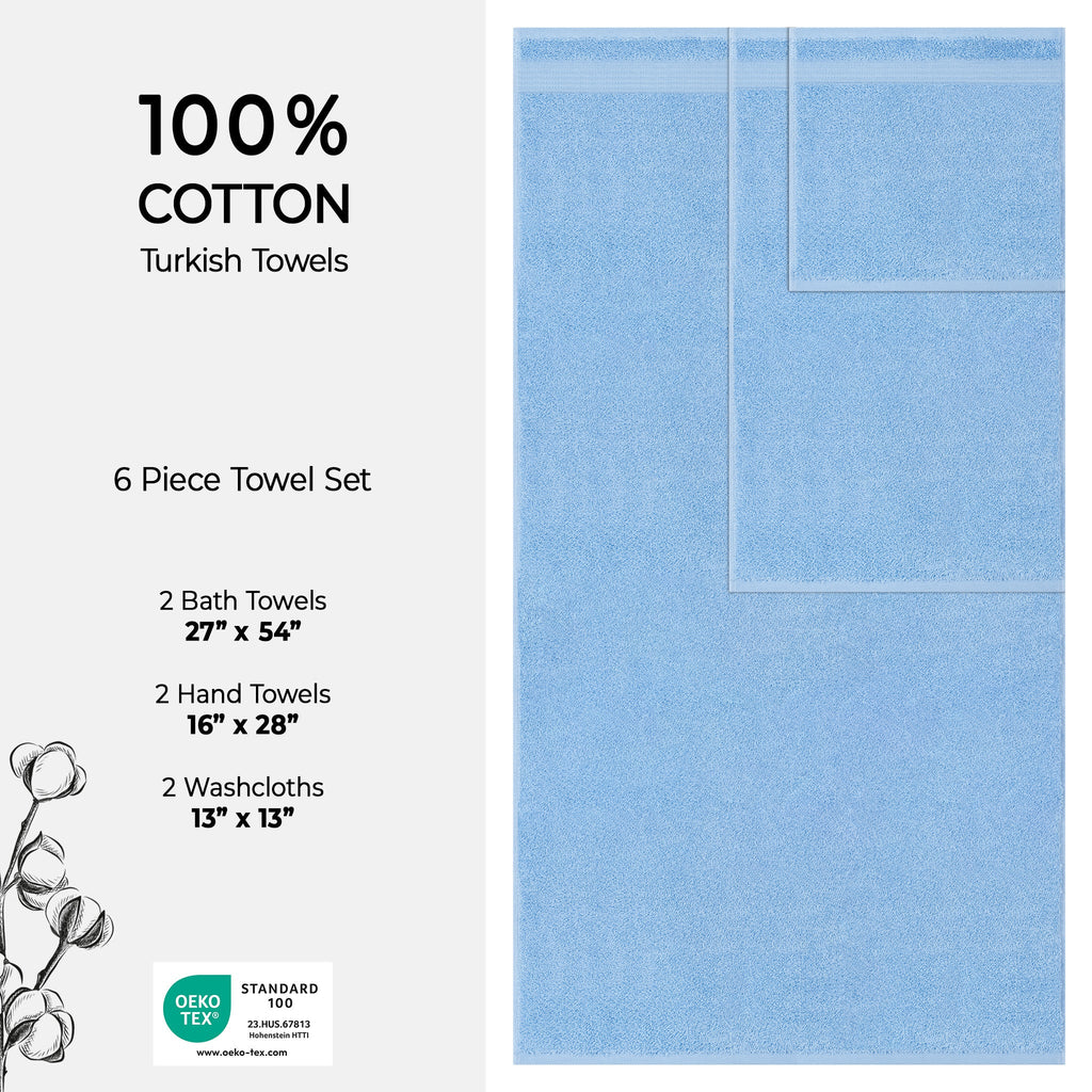 American Soft Linen Bekos 100% Cotton Turkish Towels 6 Piece Bath Towel Set with 18 Different Colors