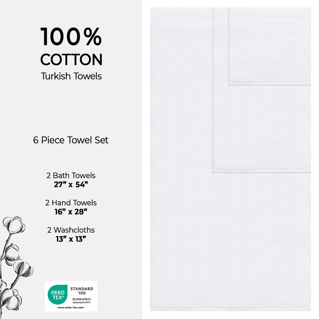 American Soft Linen Bekos 100% Cotton Turkish Towels 6 Piece Bath Towel Set with 18 Different Colors