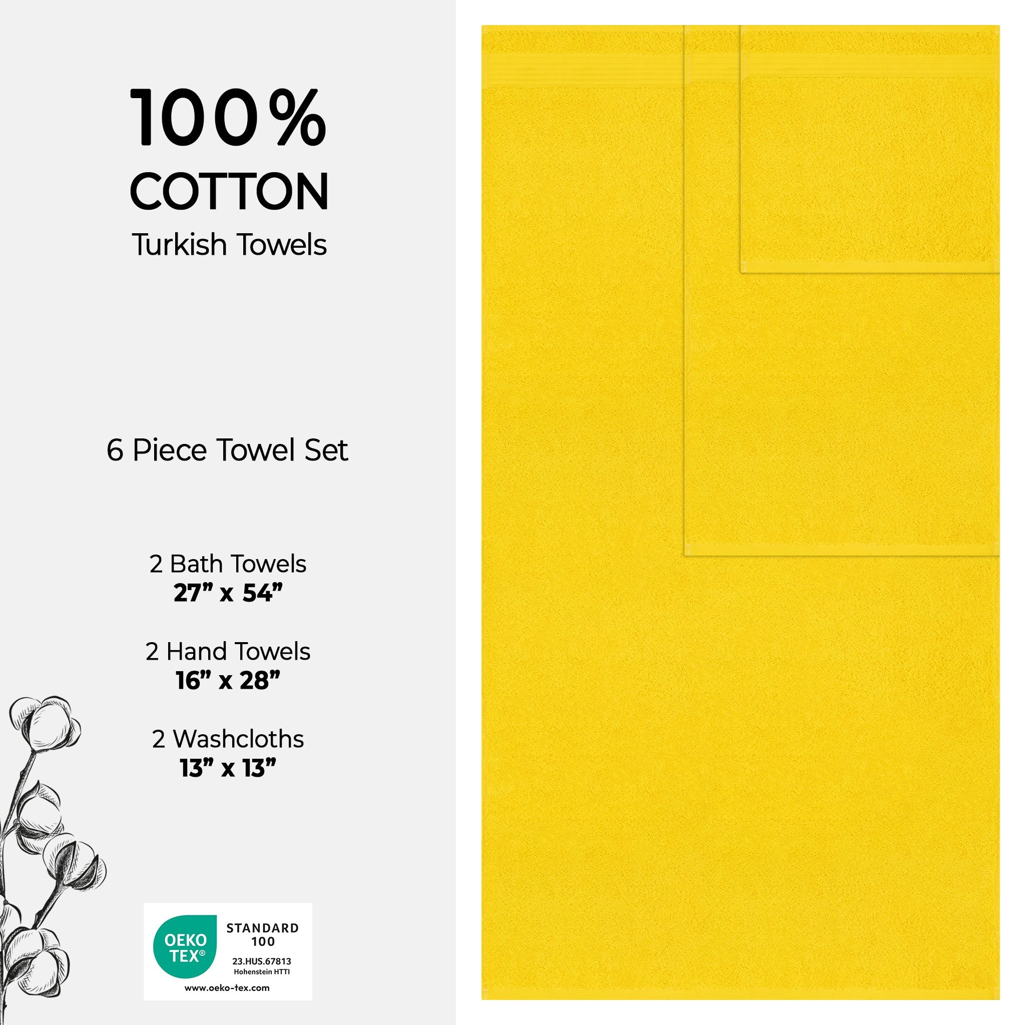 American Soft Linen Bekos 100% Cotton Turkish Towels 6 Piece Bath Towel Set with 18 Different Colors