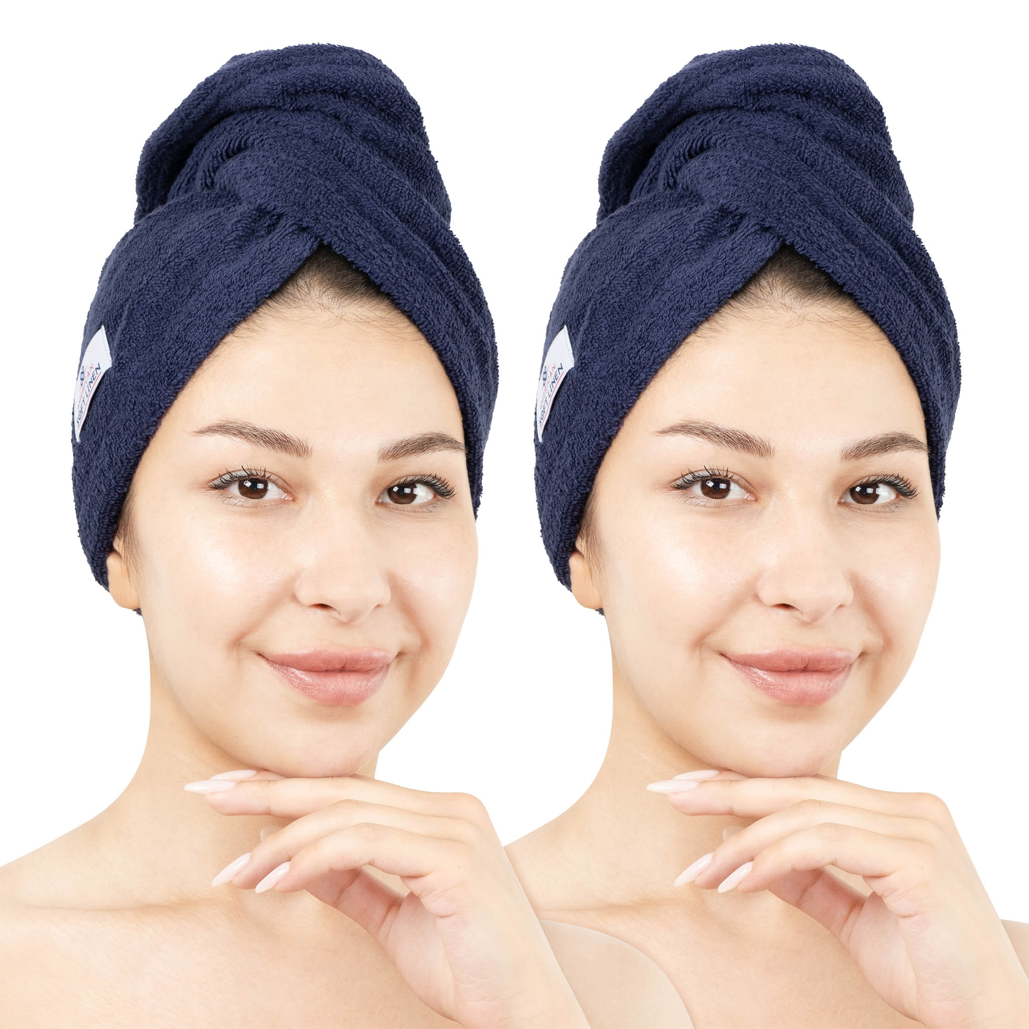 American Soft Linen 100% Cotton Hair Drying Towels for Women, 2 Pack Head Towel Cap