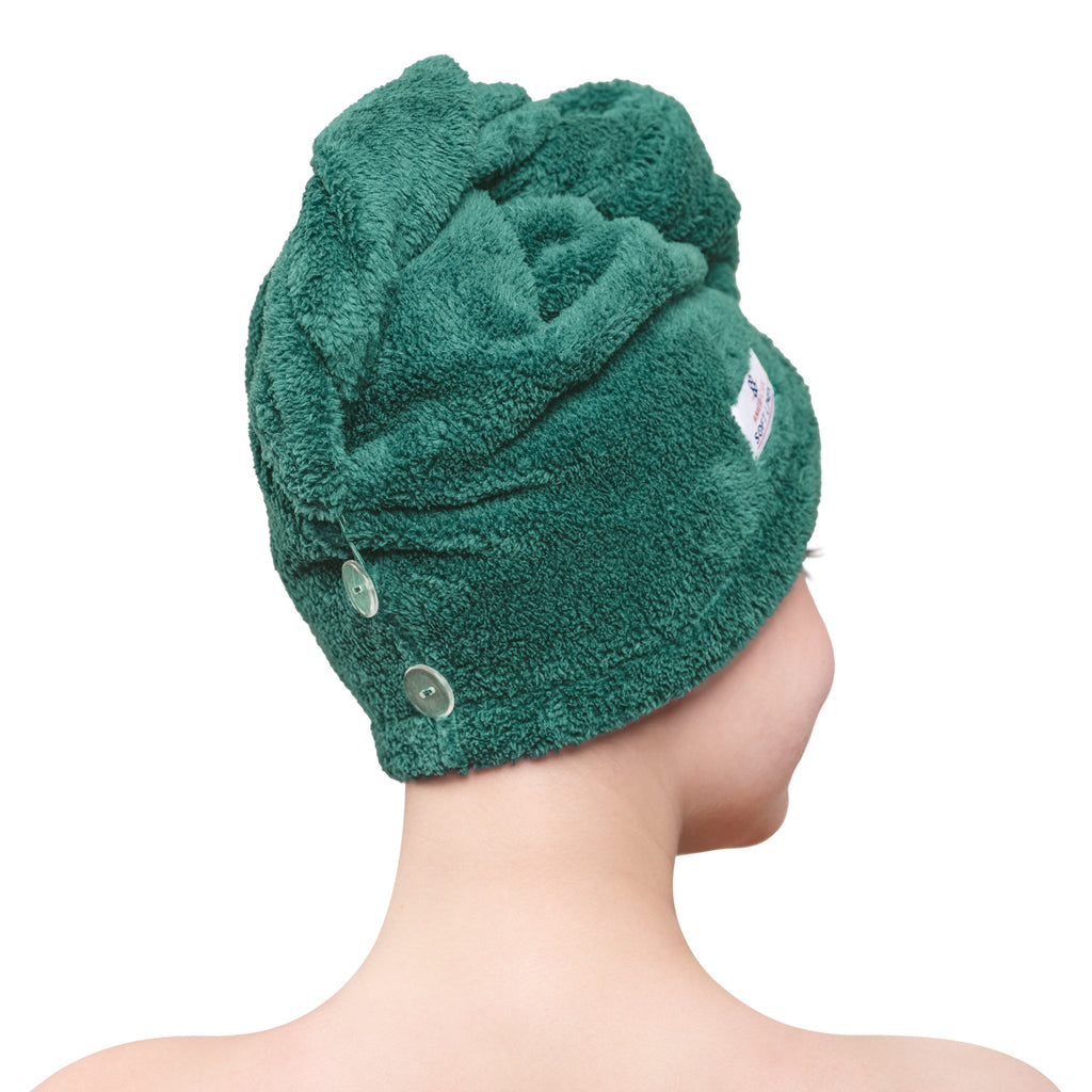 American Soft Linen Extremely Soft, Super Absorbent and Fast Drying Hair Towel with 2 buttons
