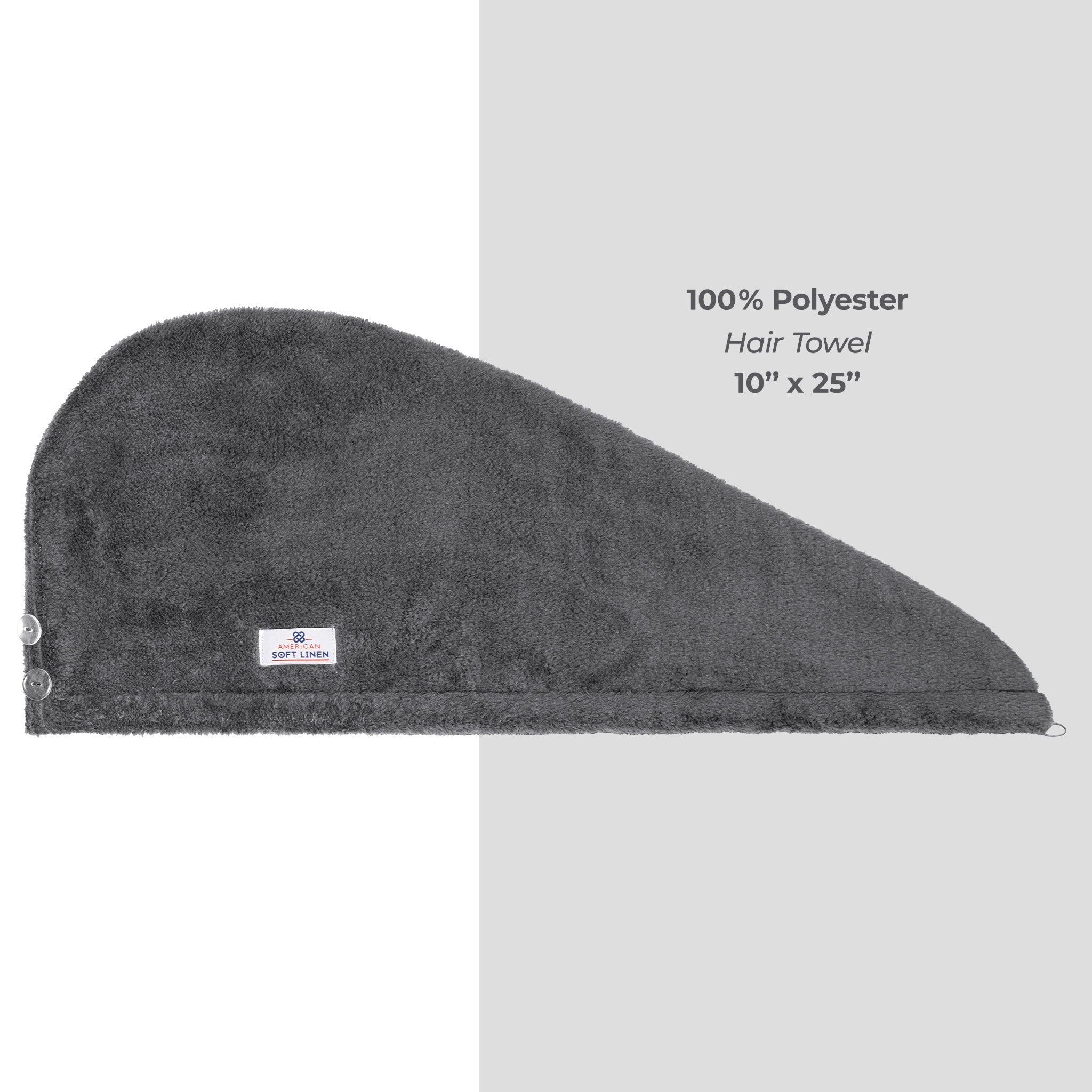 American Soft Linen Extremely Soft, Super Absorbent and Fast Drying Hair Towel with 2 buttons