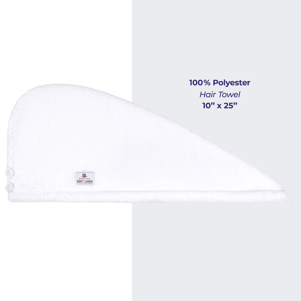 American Soft Linen Extremely Soft, Super Absorbent and Fast Drying Hair Towel with 2 buttons