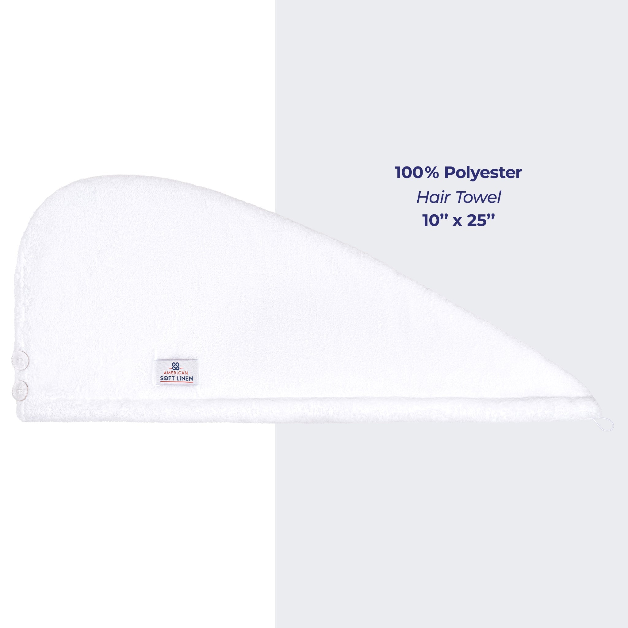 American Soft Linen Extremely Soft, Super Absorbent and Fast Drying Hair Towel with 2 buttons