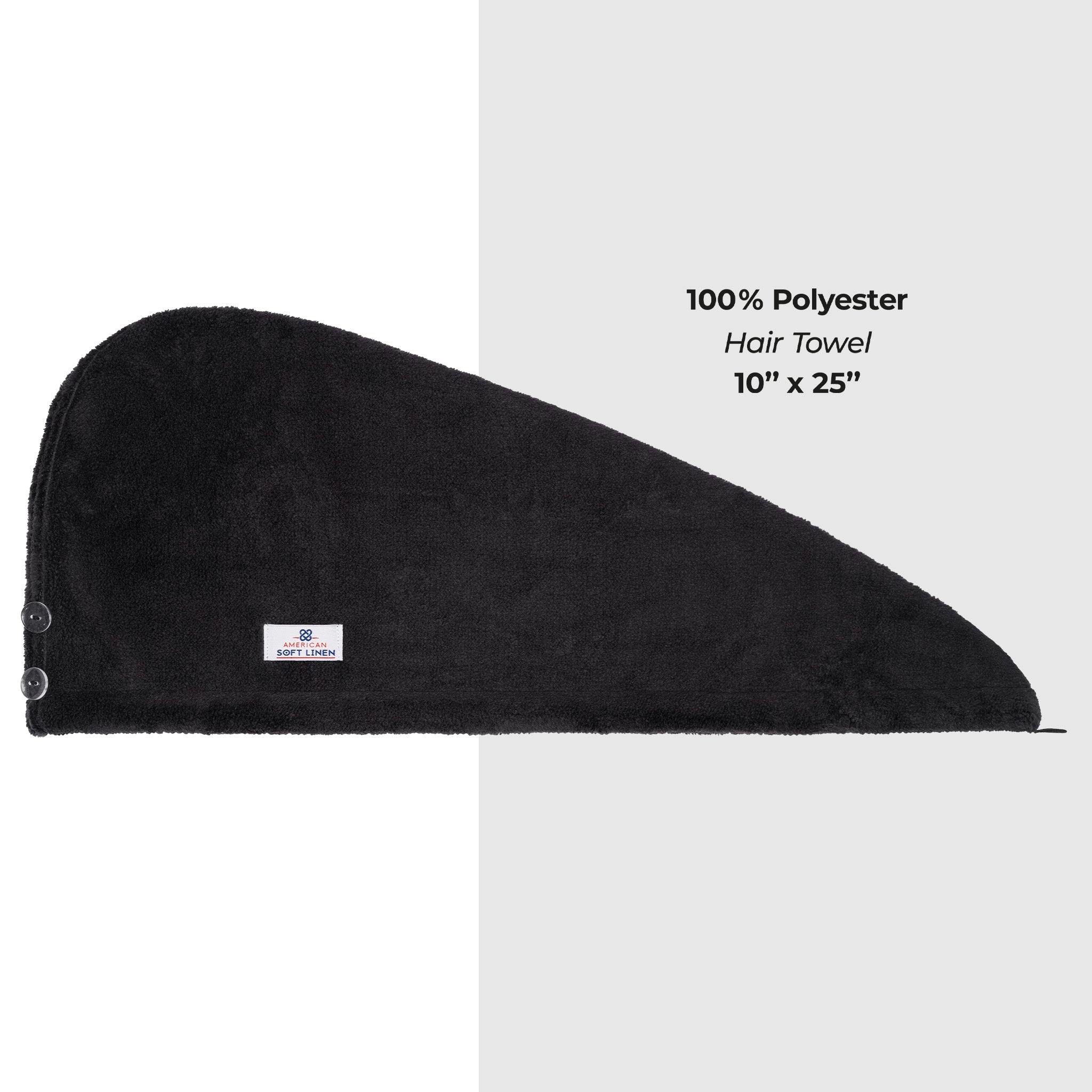 American Soft Linen Extremely Soft, Super Absorbent and Fast Drying Hair Towel with 2 buttons