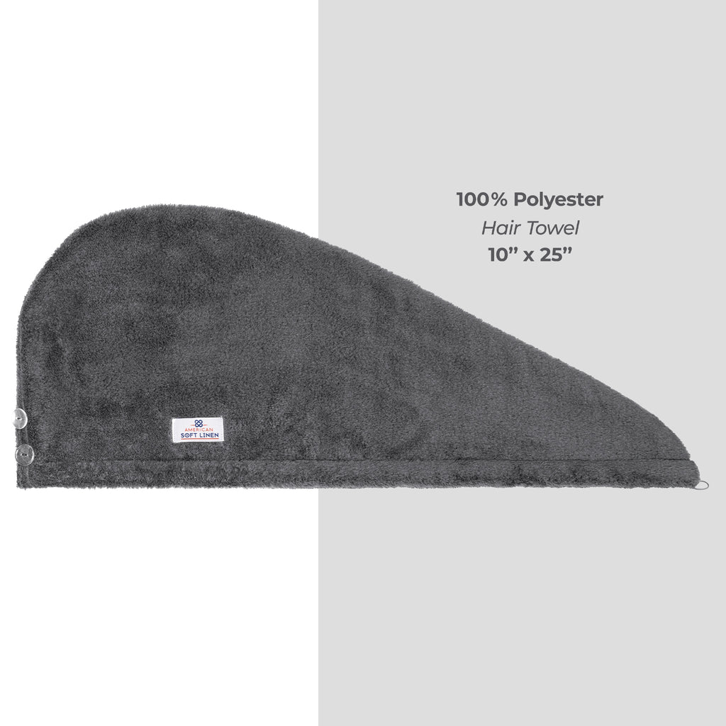 American Soft Linen Extremely Soft, Super Absorbent and Fast Drying Hair Towel with 2 buttons
