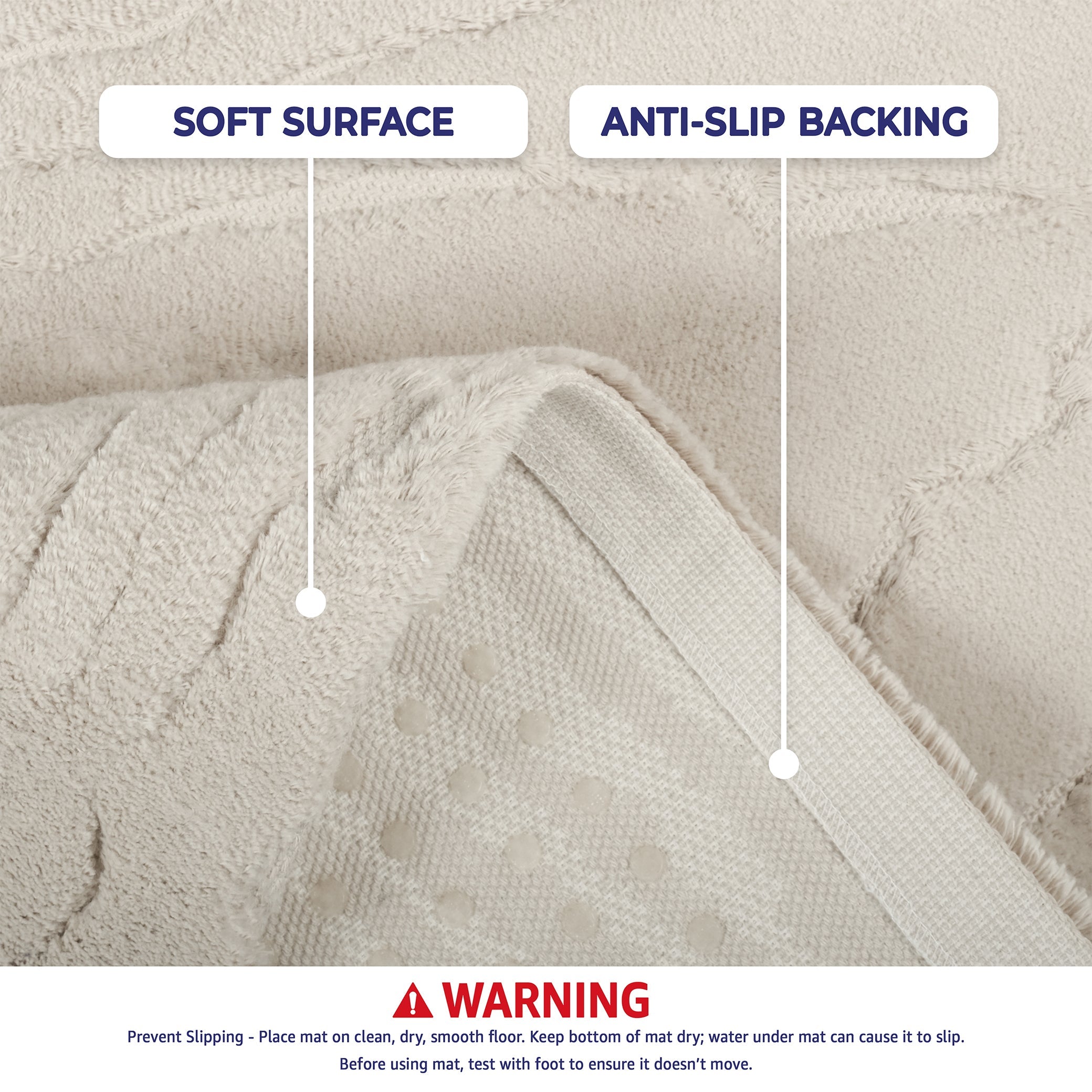 American Soft Linen Lovi Bath Rug – 21"x34" Premium Cotton, Non-Slip Design - Bath Mats for Bathroom