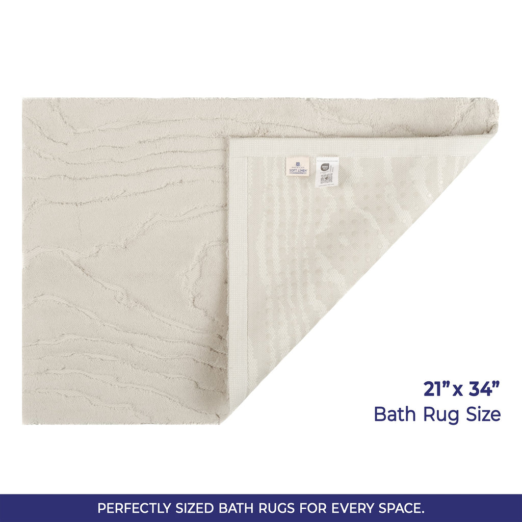 American Soft Linen Lovi Bath Rug – 21"x34" Premium Cotton, Non-Slip Design - Bath Mats for Bathroom
