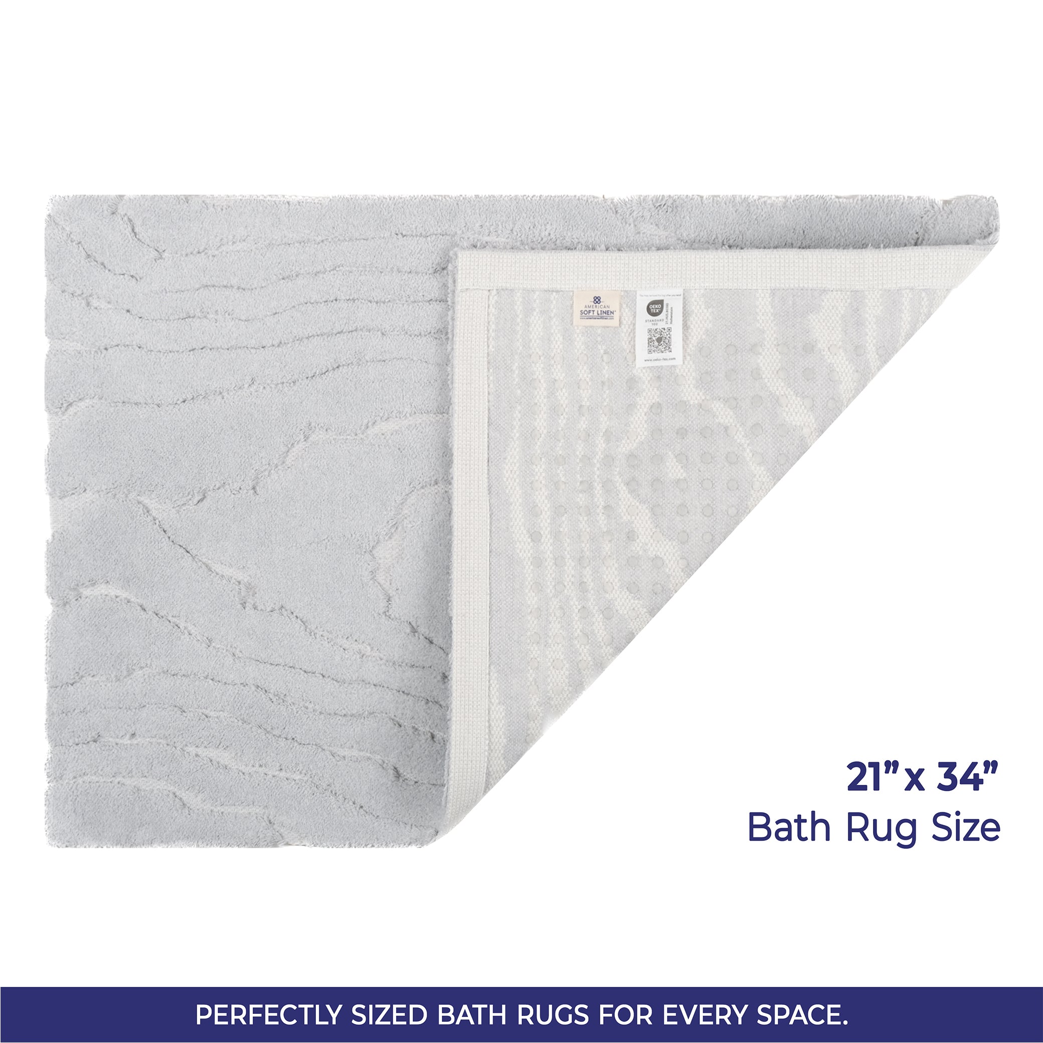 American Soft Linen Lovi Bath Rug – 21"x34" Premium Cotton, Non-Slip Design - Bath Mats for Bathroom