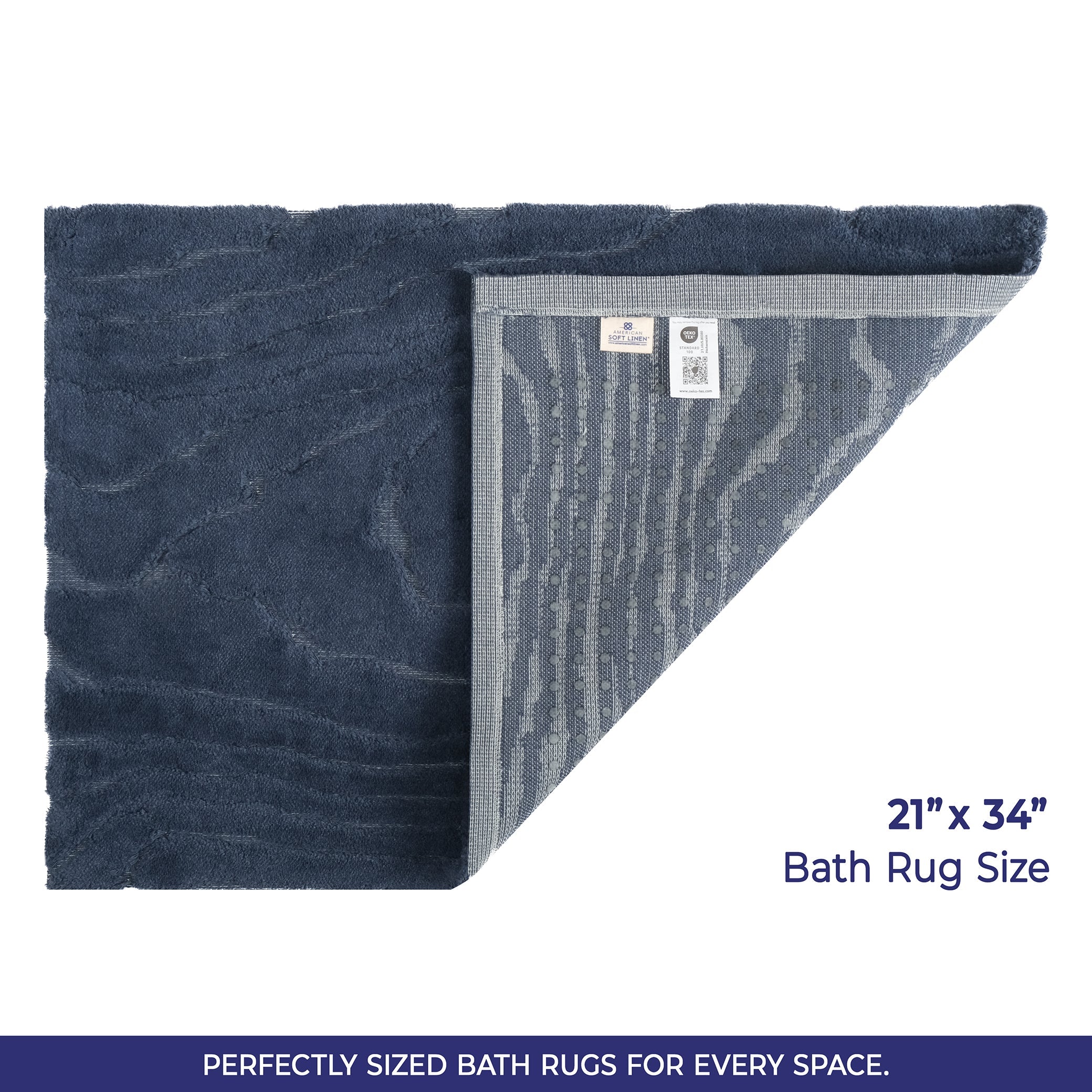 American Soft Linen Lovi Bath Rug – 21"x34" Premium Cotton, Non-Slip Design - Bath Mats for Bathroom