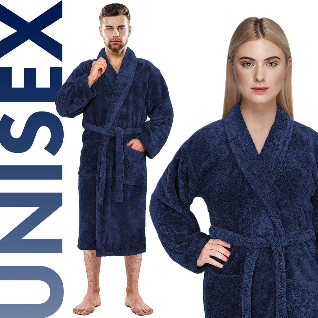 American Soft Linen Unisex Fleece Bathrobe, Super Soft, Absorbent and Fluffy - Wholesale