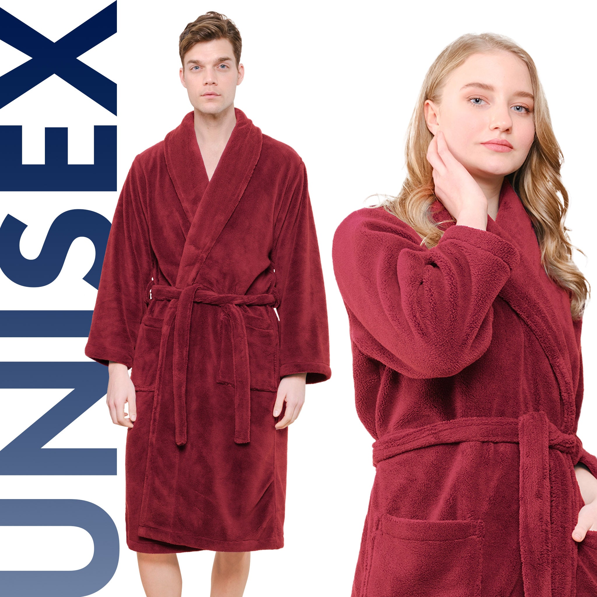 American Soft Linen Unisex Fleece Bathrobe, Super Soft, Absorbent and Fluffy - Wholesale