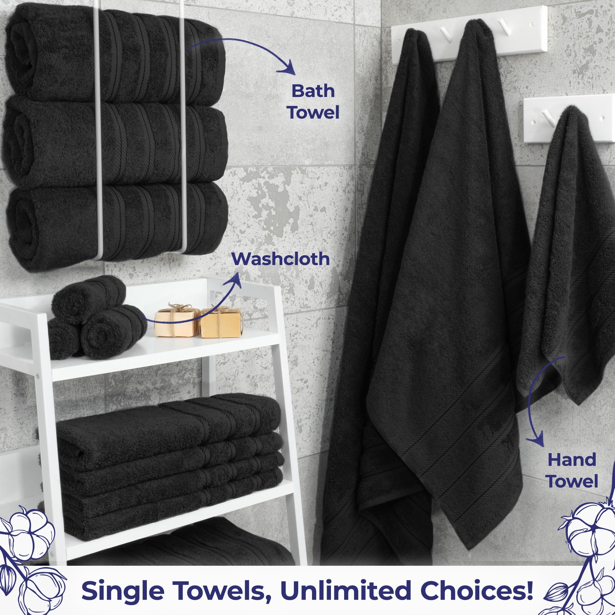 American Soft Linen Single Piece 100% Cotton Turkish Towels with 20 Different Colors, Create Your Set