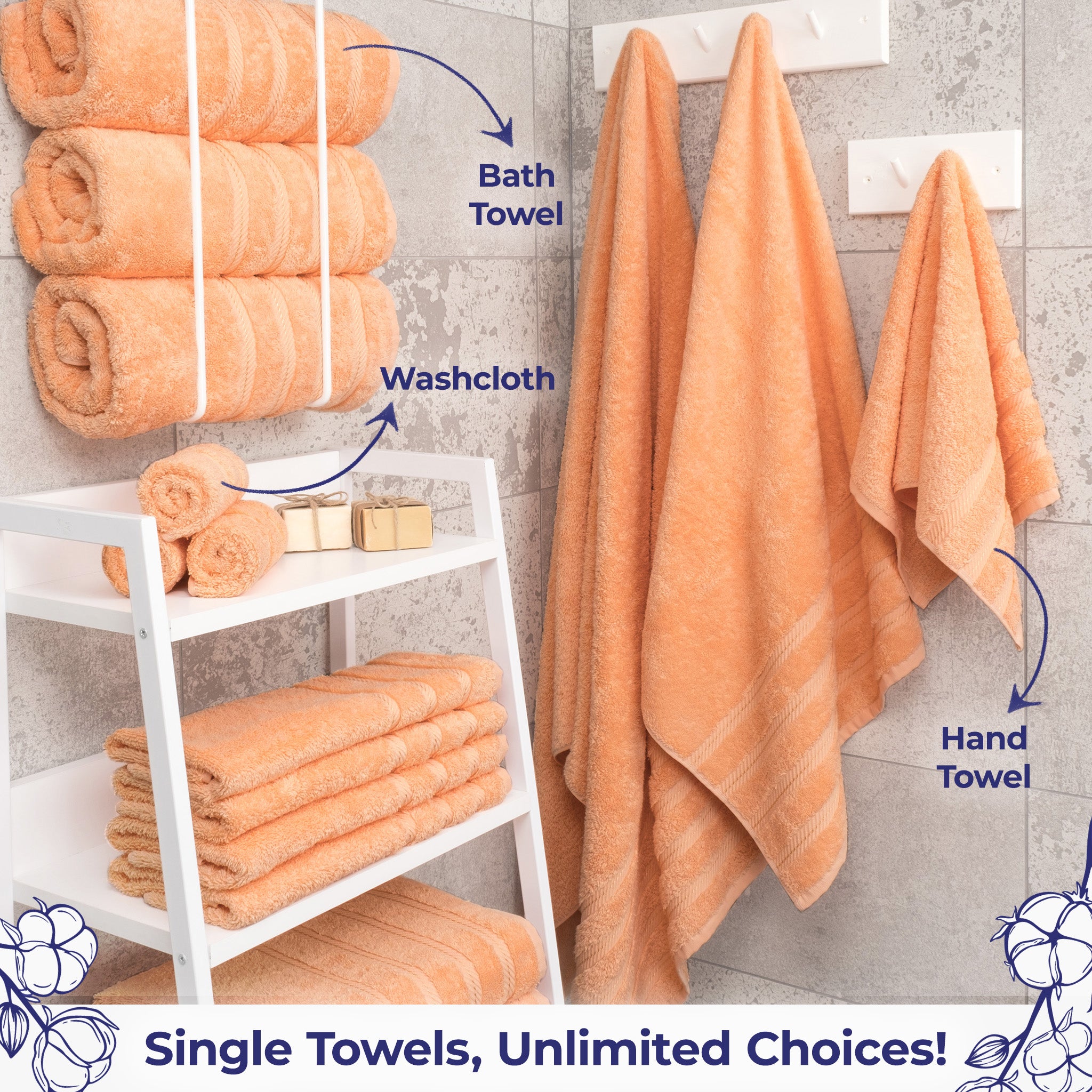 American Soft Linen Single Piece 100% Cotton Turkish Towels with 20 Different Colors, Create Your Set