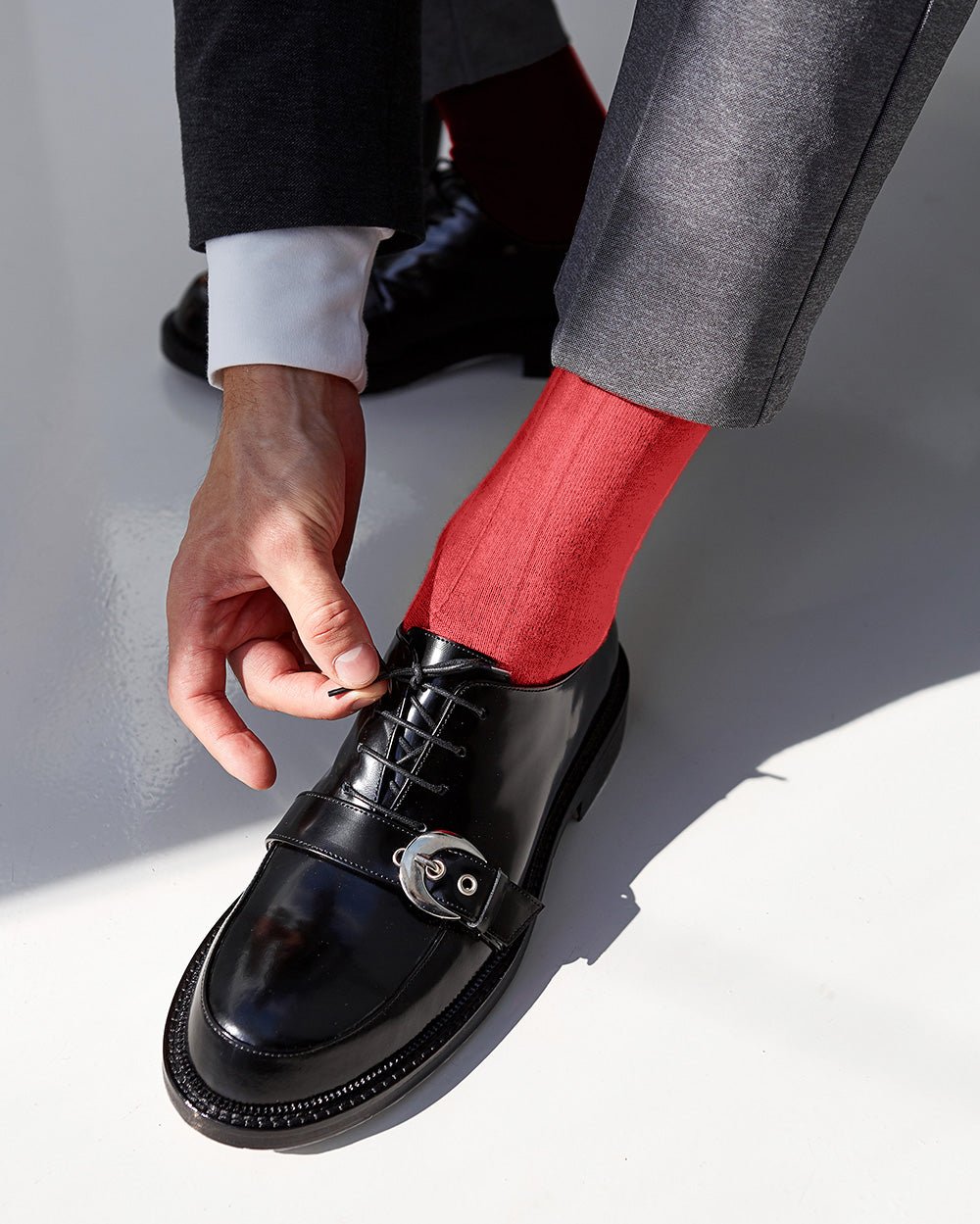 Vittorio Farina Men's Ribbed Shear Nylon Anklet Dress Socks