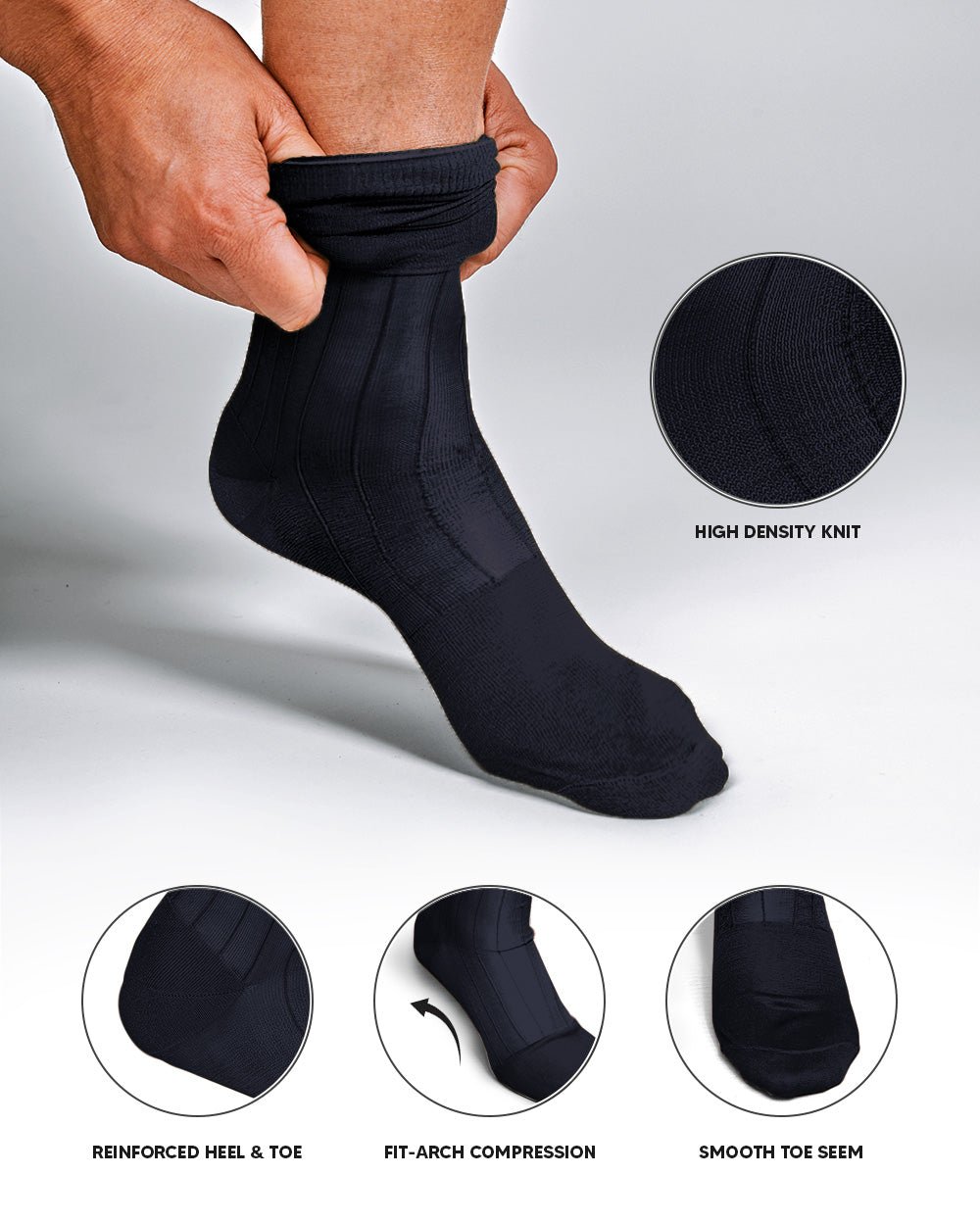 Vittorio Farina Men's Ribbed Shear Nylon Anklet Dress Socks