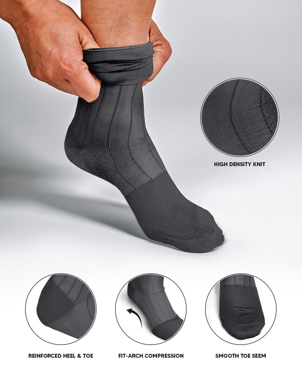 Vittorio Farina Men's Ribbed Shear Nylon Anklet Dress Socks
