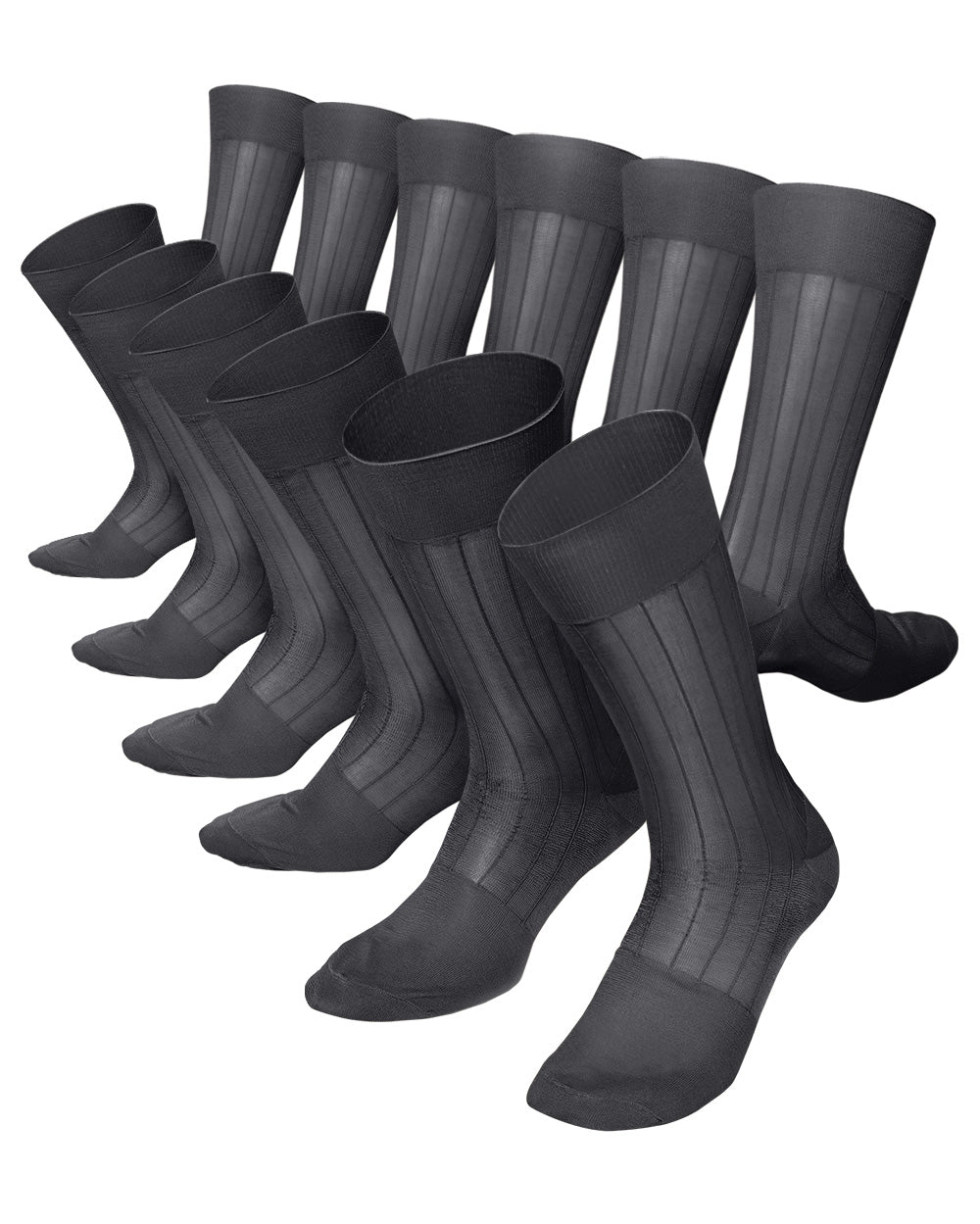 Vittorio Farina Men's Ribbed Shear Nylon Anklet Dress Socks