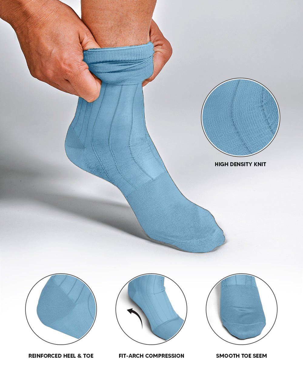 Vittorio Farina Men's Ribbed Shear Nylon Anklet Dress Socks