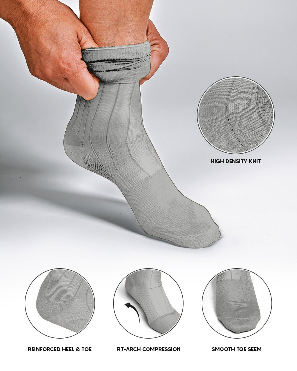 Vittorio Farina Men's Ribbed Shear Nylon Anklet Dress Socks