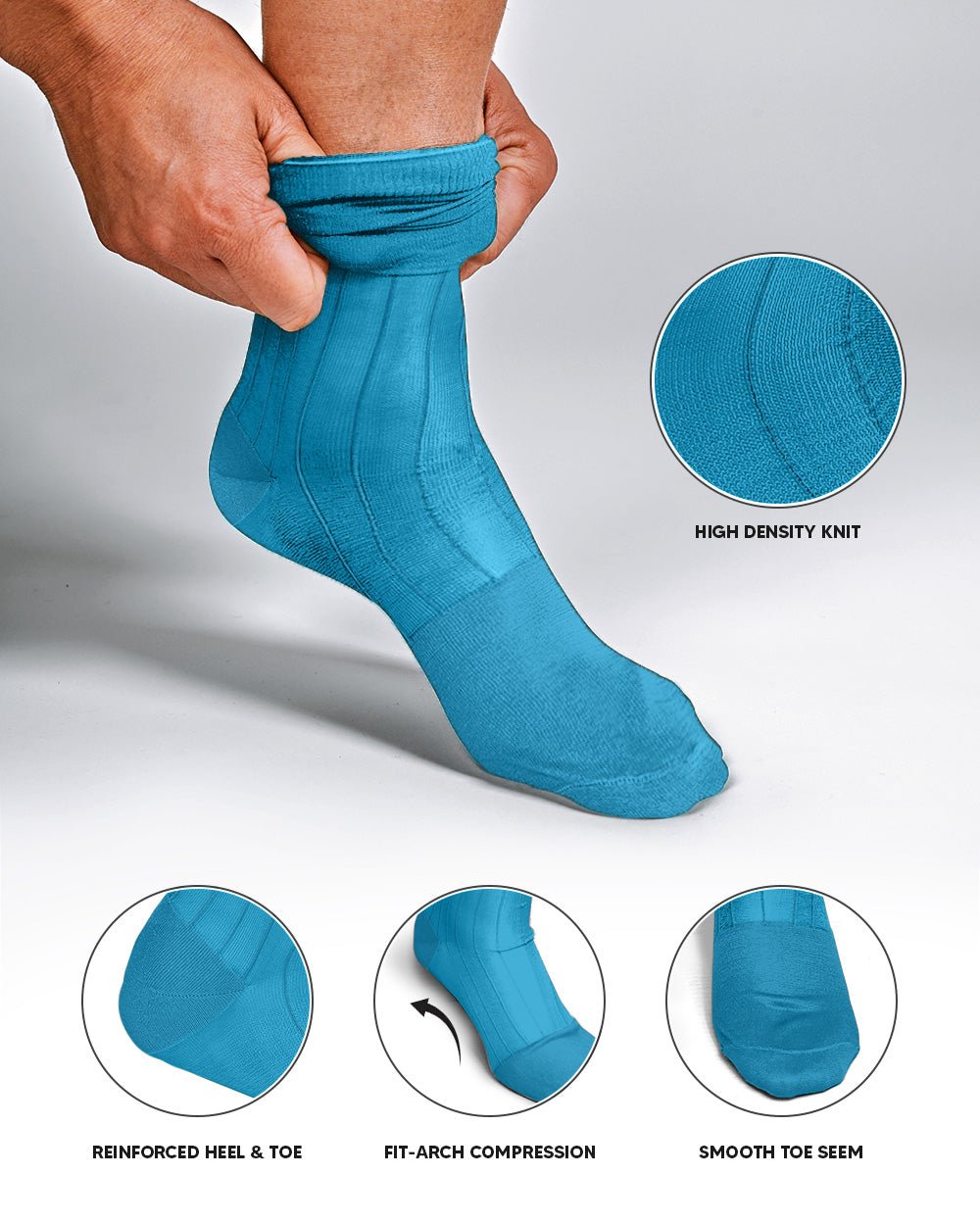 Vittorio Farina Men's Ribbed Shear Nylon Anklet Dress Socks