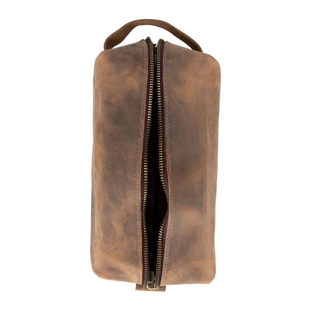 Oswego Men's Leather Dopp Kit & Small Travel Handbag