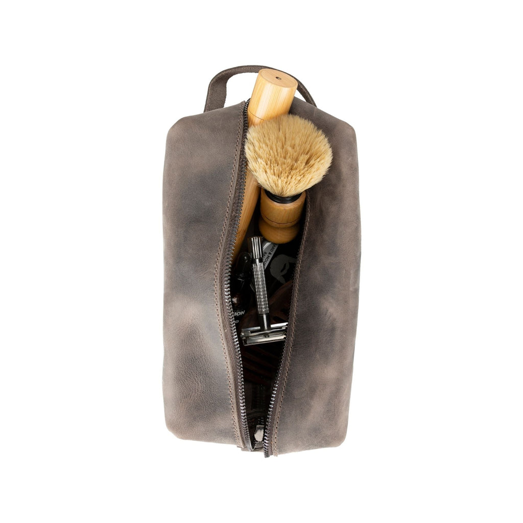 Oswego Men's Leather Dopp Kit & Small Travel Handbag