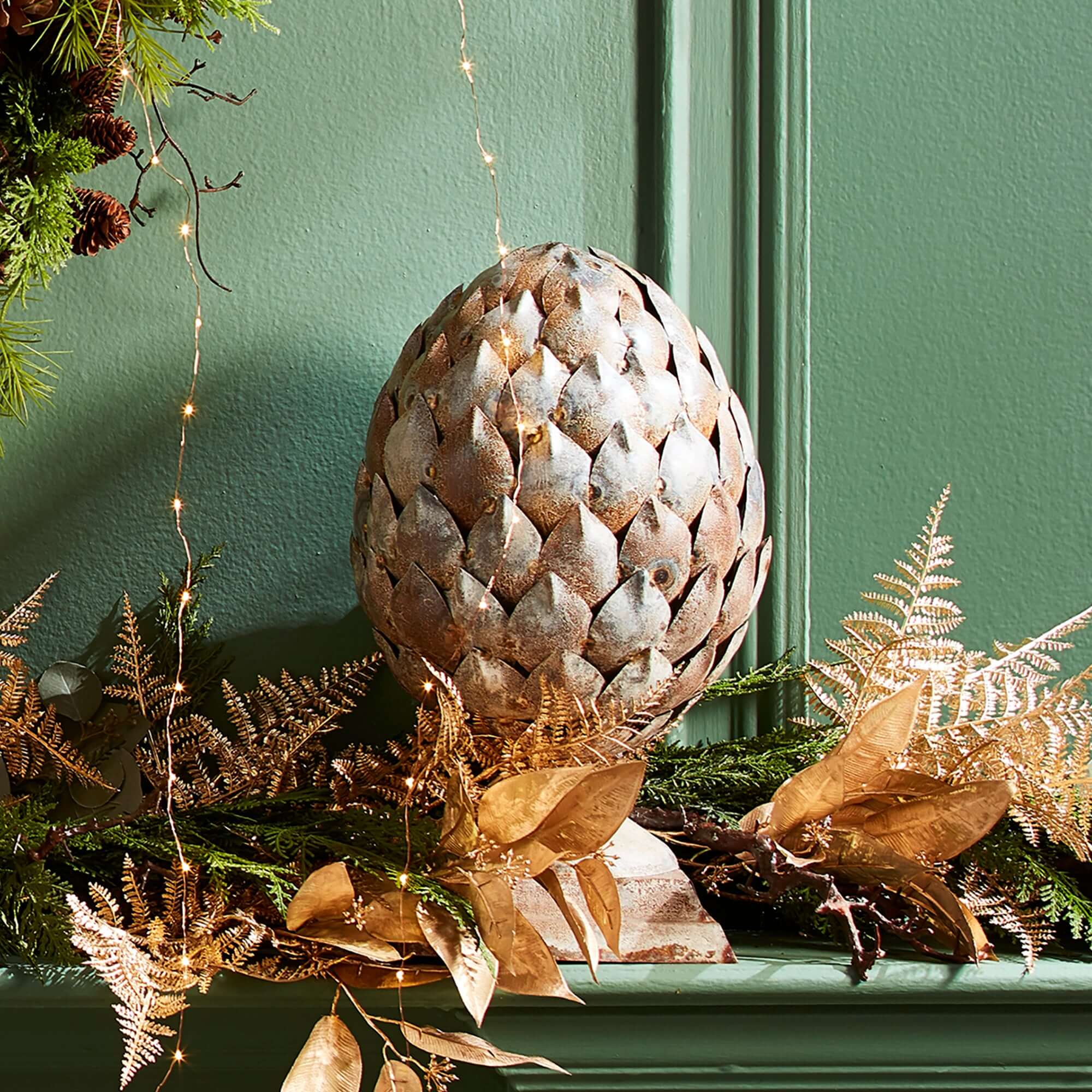 Antique Artichoke Ornament on Pedestal Base