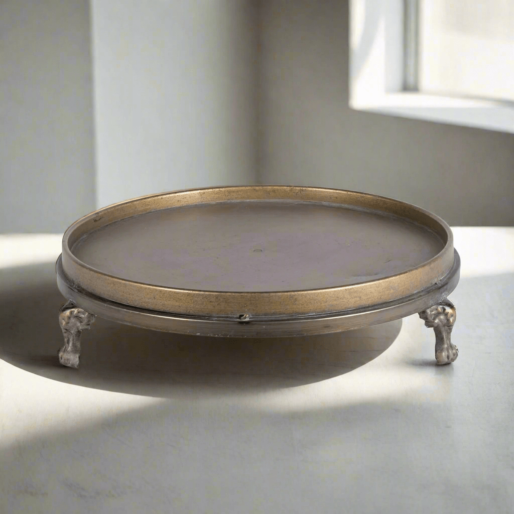 Antique Brass Footed Display Trays (Set of 2)