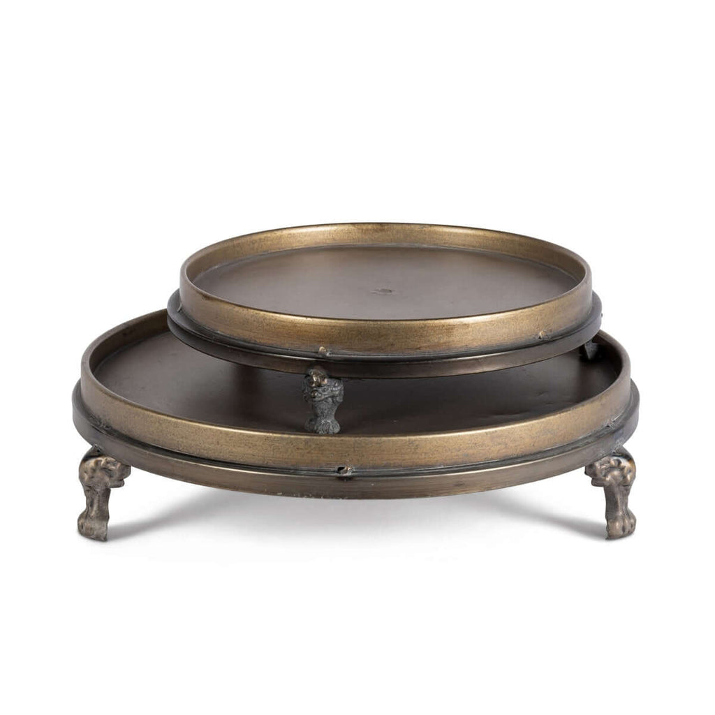 Antique Brass Footed Display Trays (Set of 2)