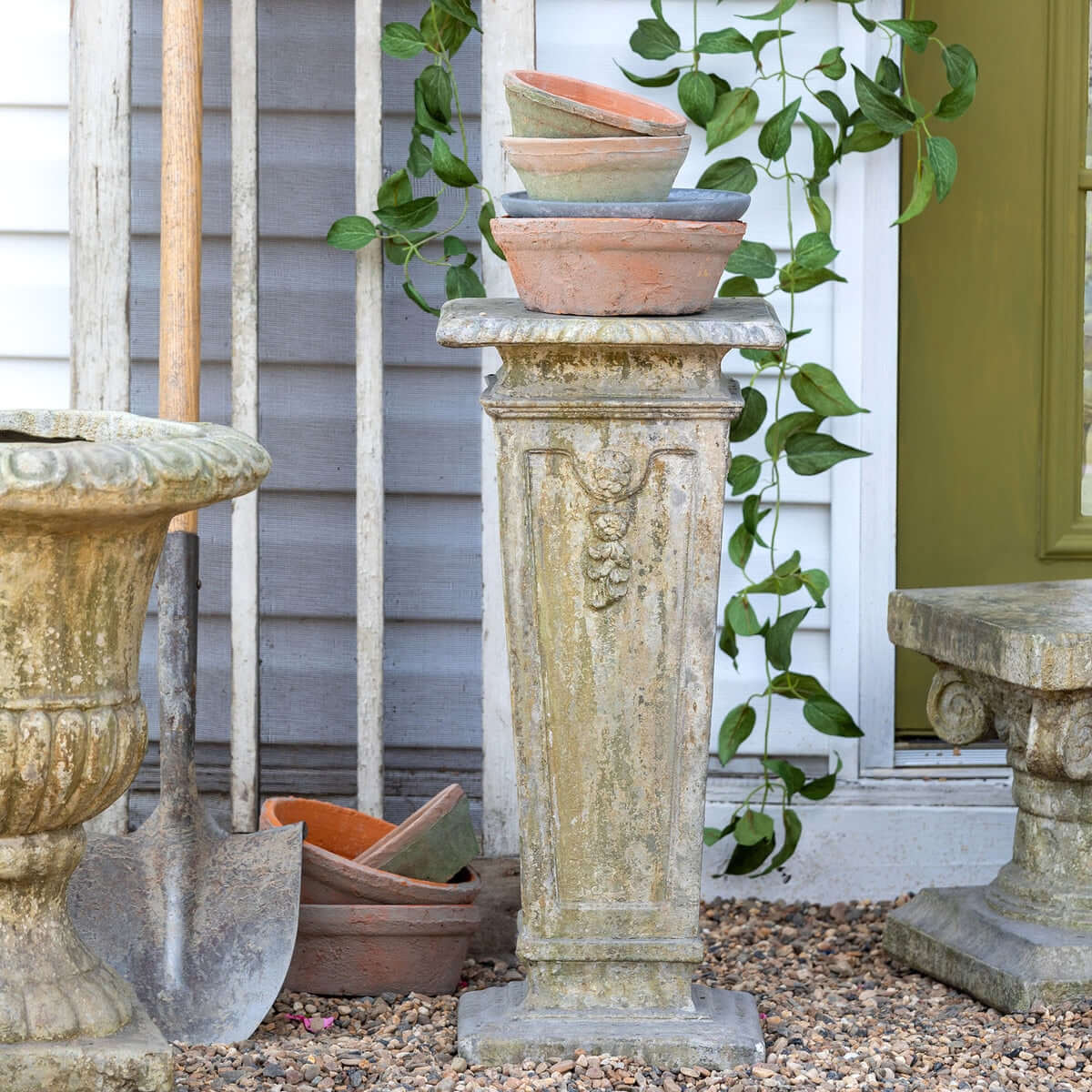 Antique European Square Garden Pedestal