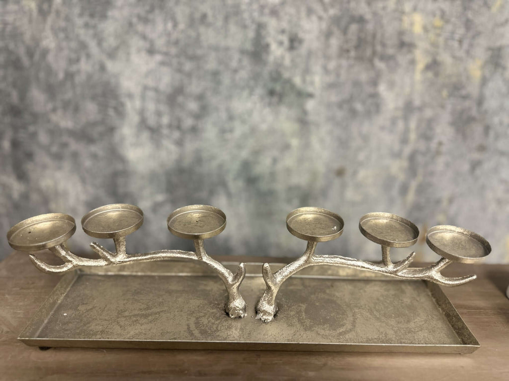 Antique Silver Branch Candle Holder