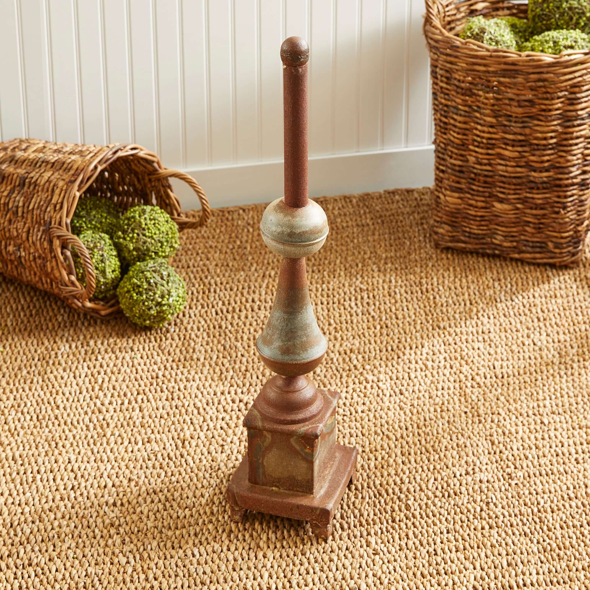 Antique-Style Rusted Metal Finial Decor