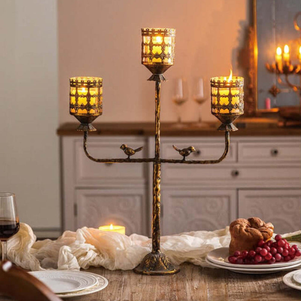 Antique Glass Votive Candle Holder Centerpiece