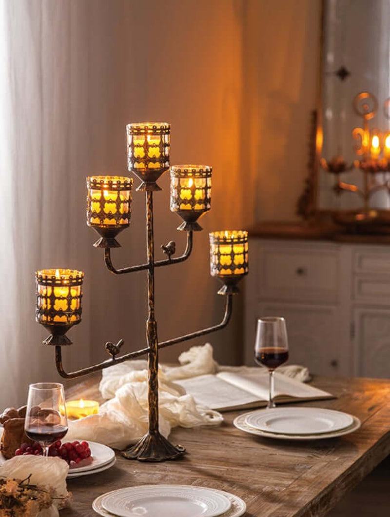 Antique Glass Votive Candle Holder Centerpiece