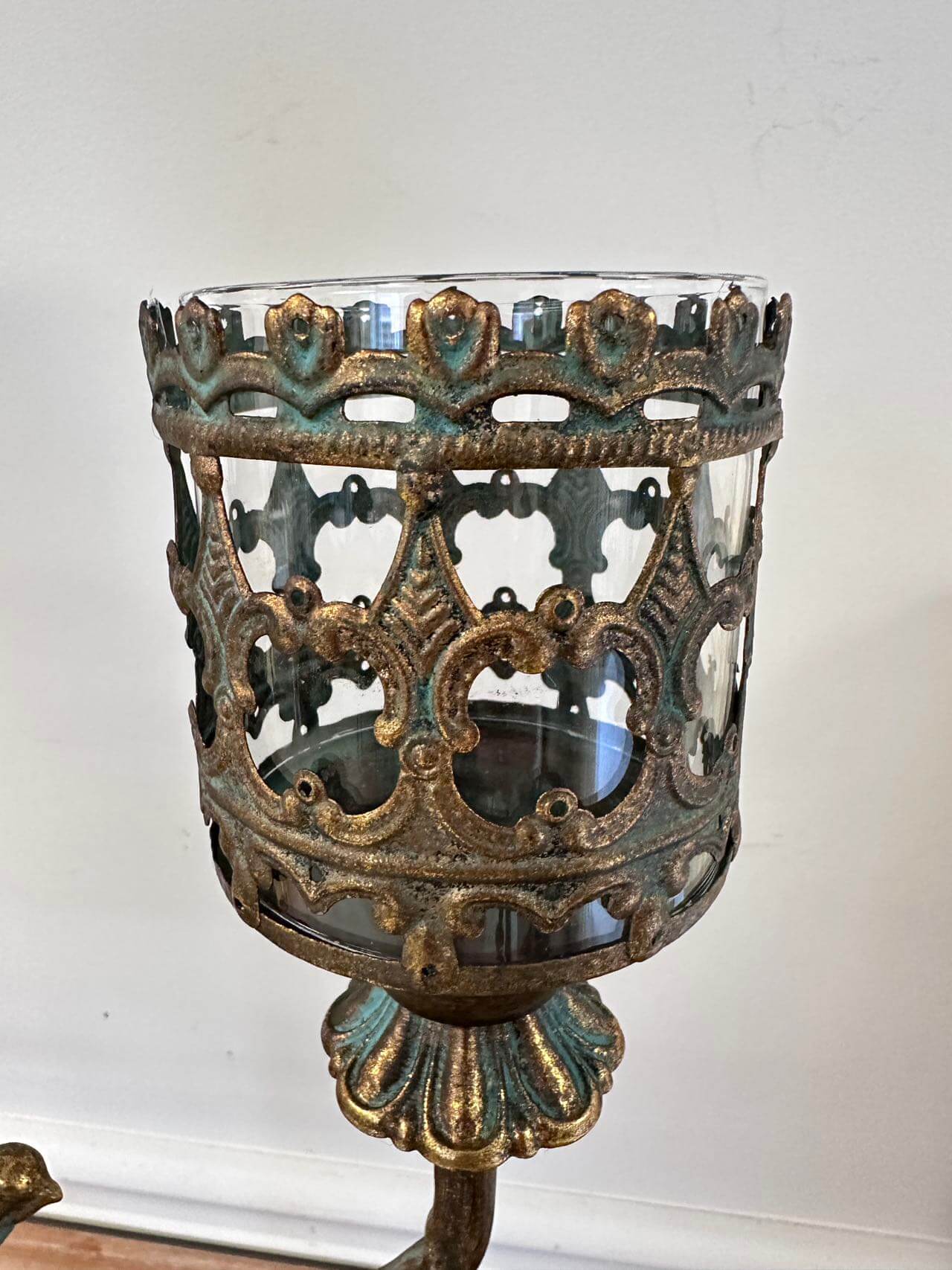 Antique Glass Votive Candle Holder Centerpiece