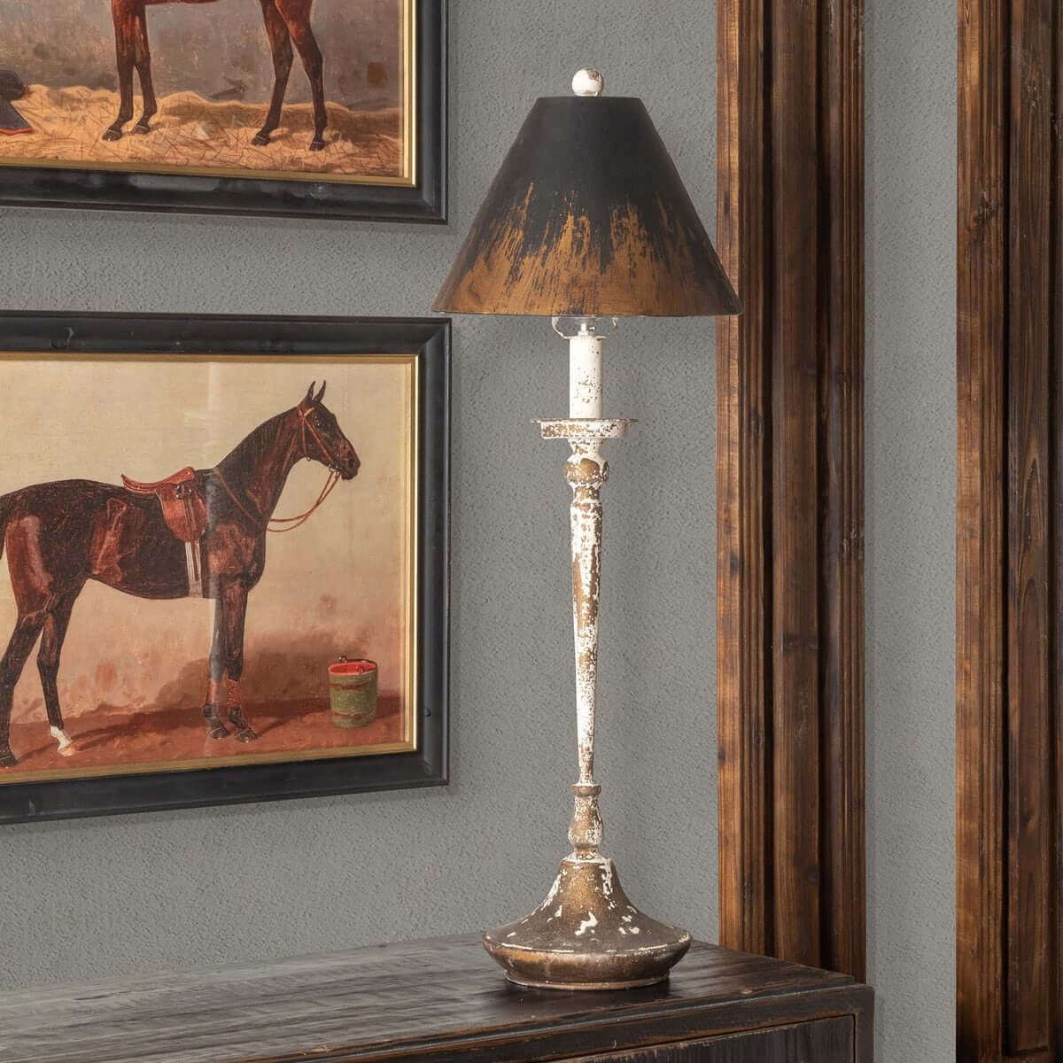 Antique Farmhouse Distressed Buffet Lamp