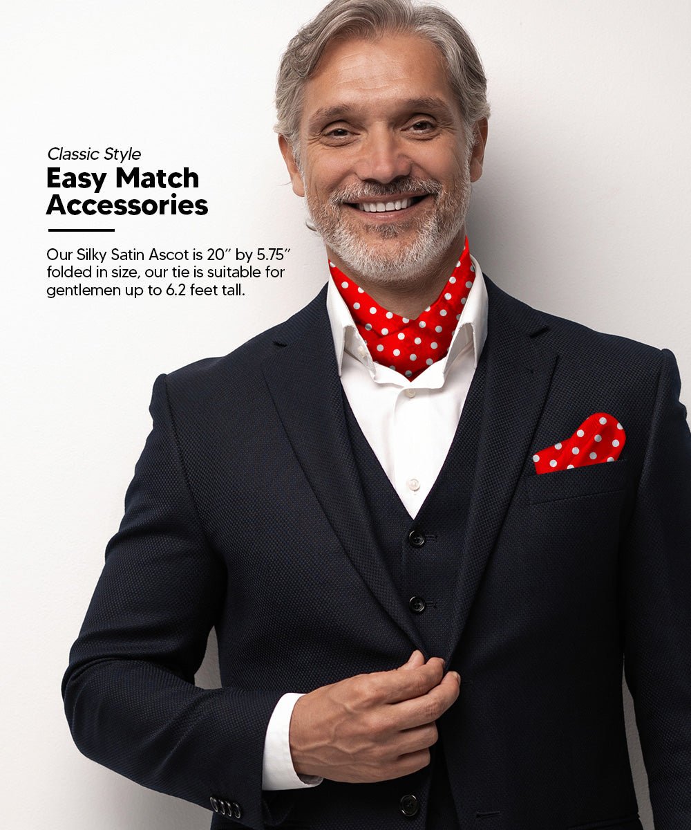 Vittorio Farina Men's Polka Dot Satin Ascot & Pocket Square