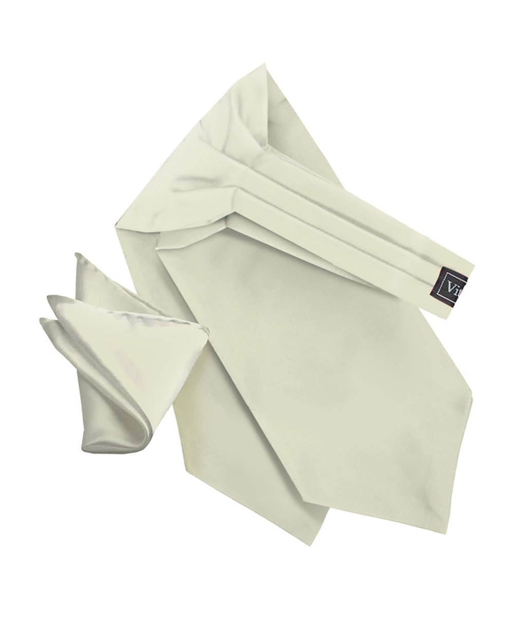 Vittorio Farina Men's Solid Satin Ascot & Pocket Square