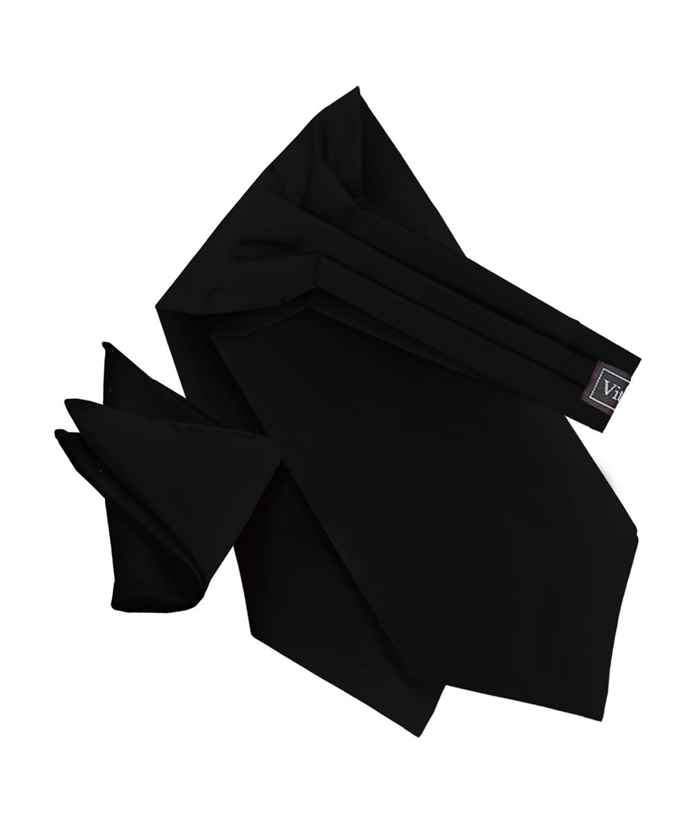 Vittorio Farina Men's Solid Satin Ascot & Pocket Square