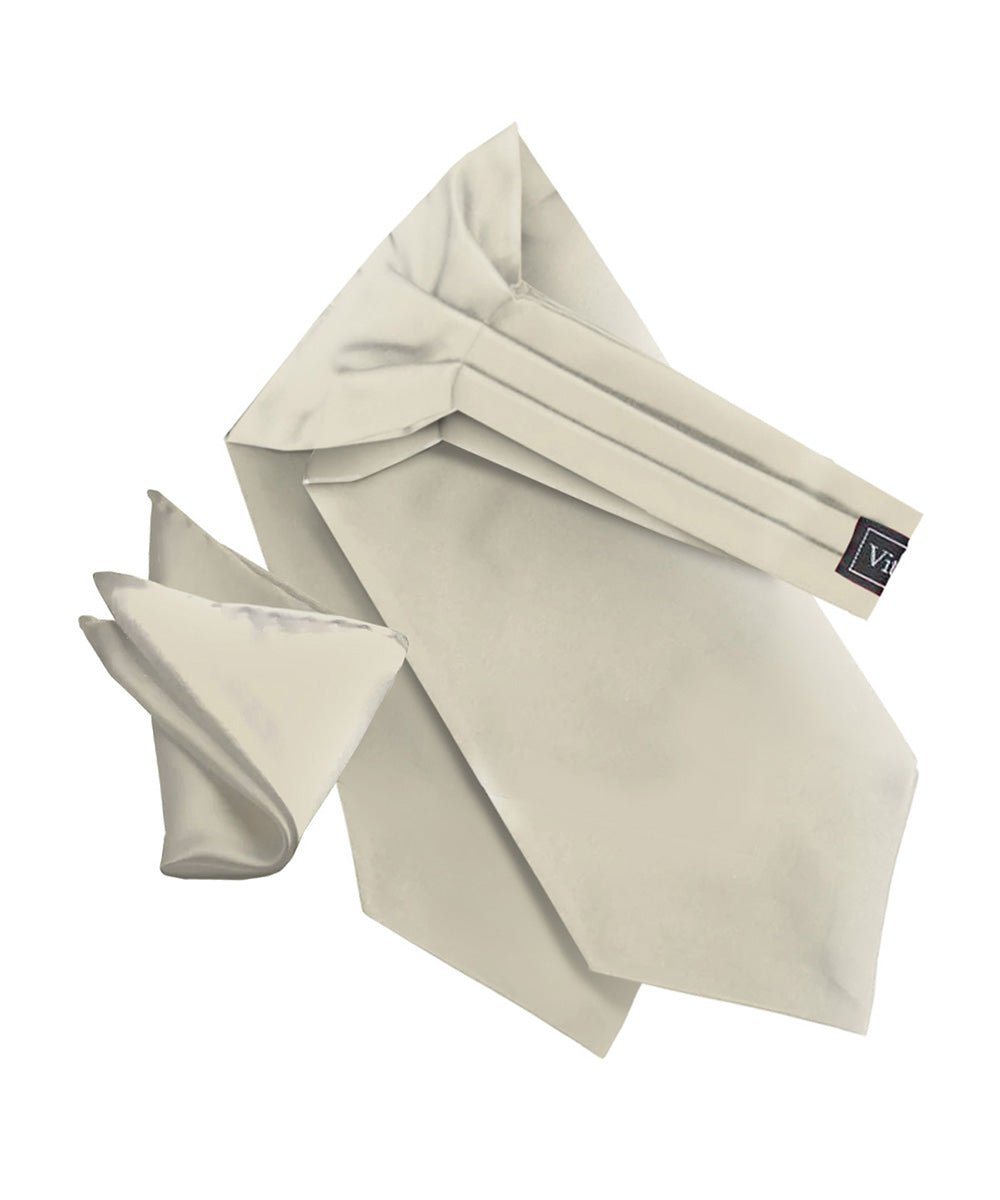 Vittorio Farina Men's Solid Satin Ascot & Pocket Square