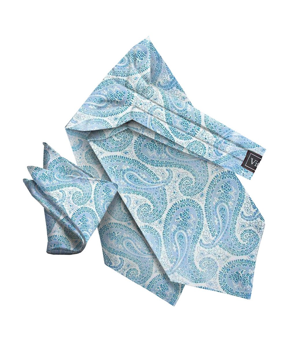 Vittorio Farina Men's Woven Pasiley Ascot & Pocket Square