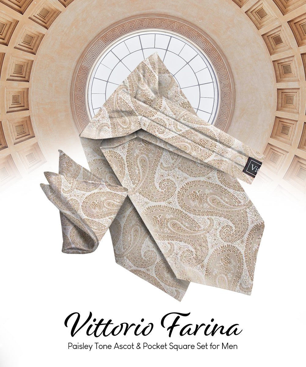 Vittorio Farina Men's Woven Pasiley Ascot & Pocket Square